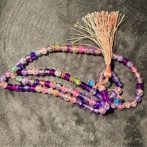 Purple and pink 100 beaded tasbeeh with tassel for daily dhikr